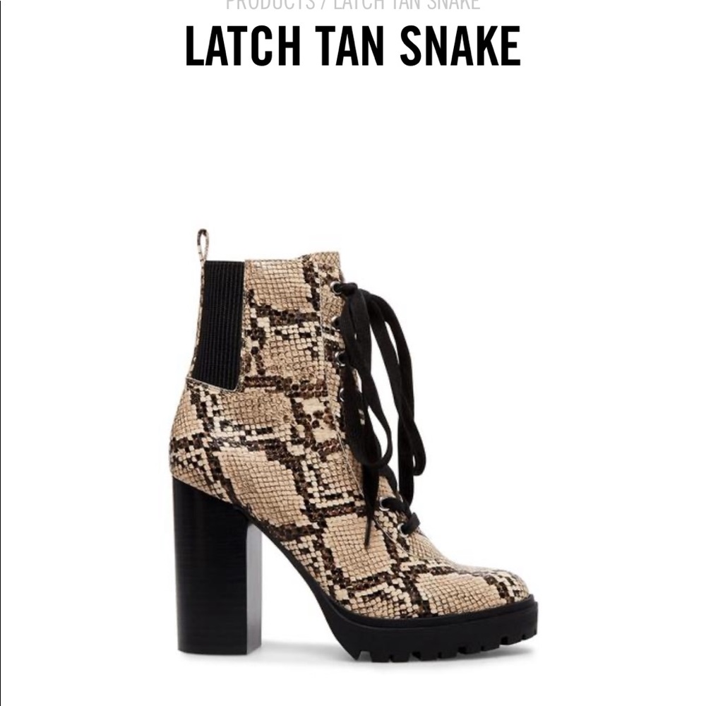 Latch Tan snake booties - NWOT✨